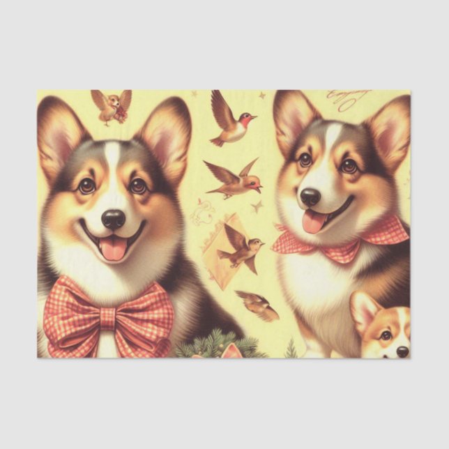 Papier Mousseline Illustration de Corgi Corgi gallois mignon (Recto)