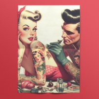 Illustration de couple de tatouage vintage Old Sch