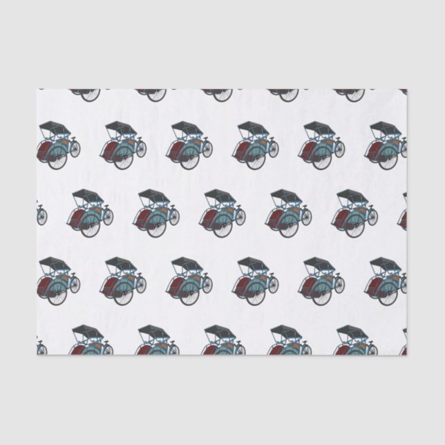 Papier Mousseline Illustration de cyclo-pousse (Recto)