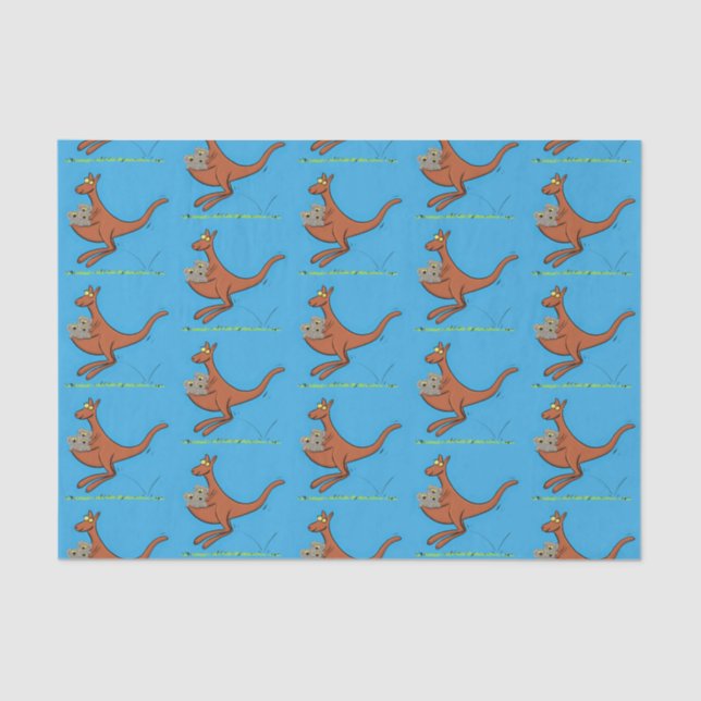 Papier Mousseline Illustration de dessin animé Cute kangaroo et koal (Recto)