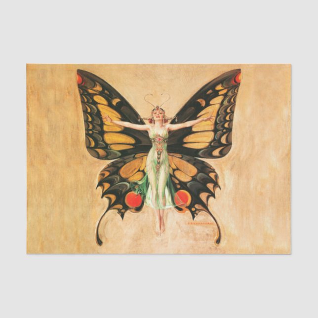 Papier Mousseline Illustration de femme de Leyendecker papillon Flap (Recto)