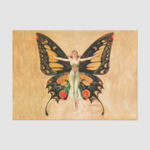 Papier Mousseline Illustration de femme volant papillon flapper
