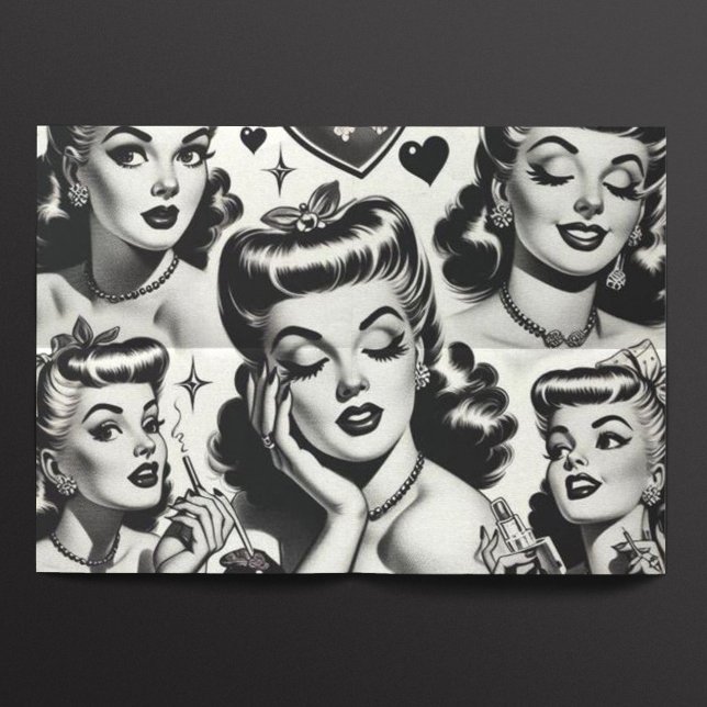 Papier Mousseline Illustration de fille Vintage (Créateur téléchargé)