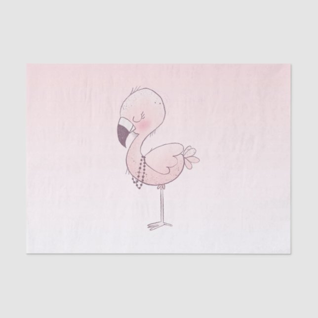 Papier Mousseline Illustration de Flamant rose rose mou (Recto)