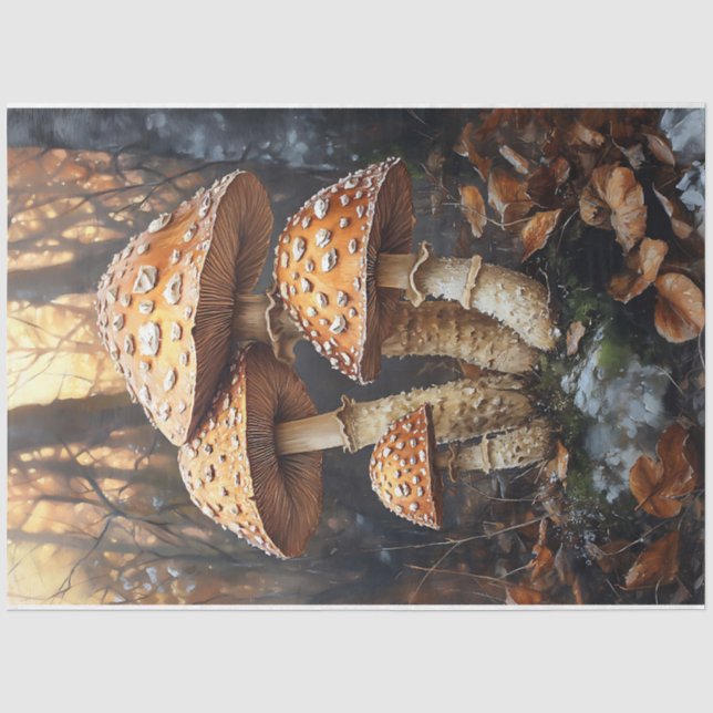 Papier Mousseline Illustration de grappes de champignons sauvages ru (Recto)