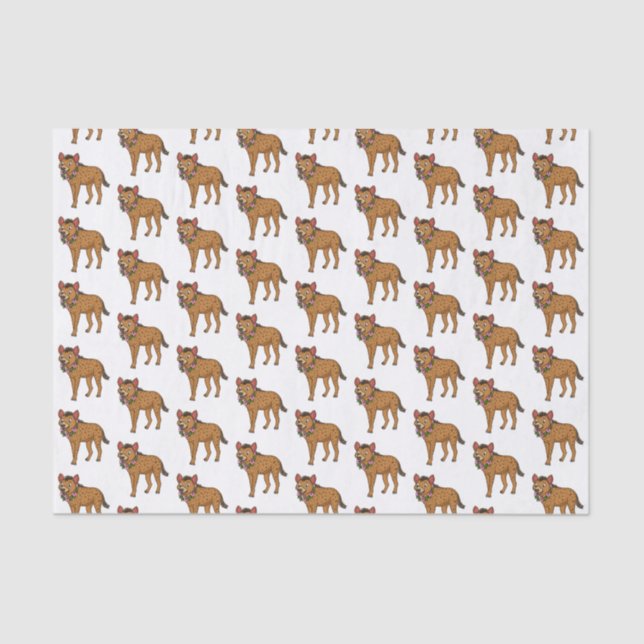 Papier Mousseline Illustration de Hyena et de fleurs (Recto)