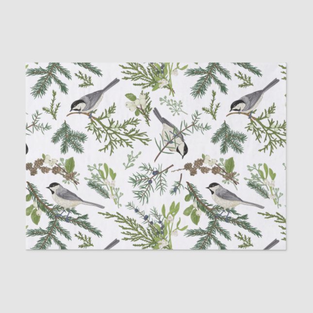 Papier Mousseline Illustration de la forêt naturelle de Noël (Recto)