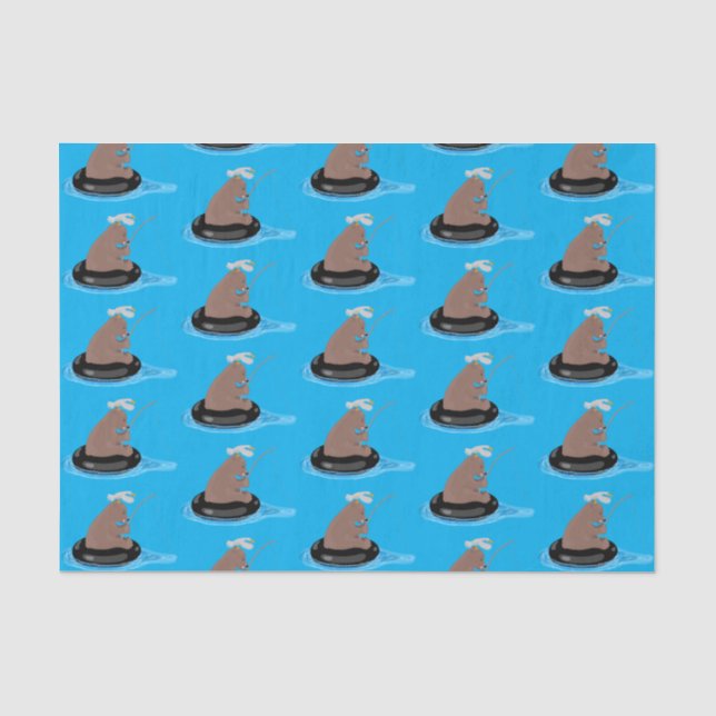 Papier Mousseline Illustration de la pêche de l'ourson mou (Recto)