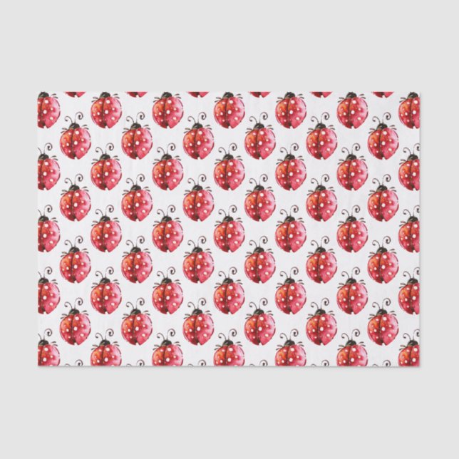 Papier Mousseline Illustration de l'aquarelle Lady Bug Motif sans co (Recto)