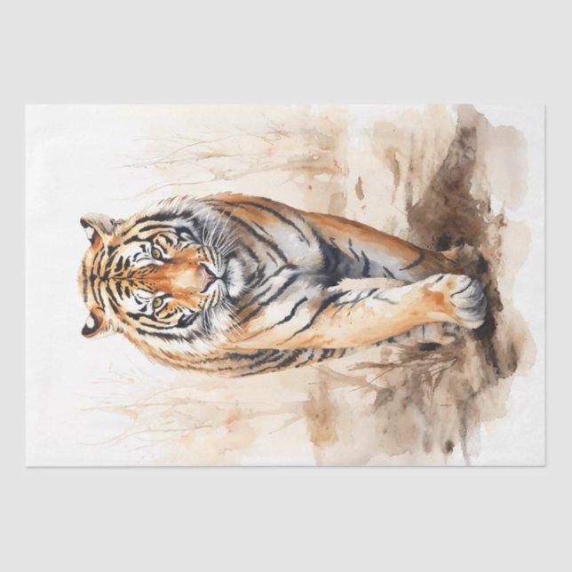 Papier Mousseline Illustration de l'aquarelle Majestic Tiger Walk (Recto)