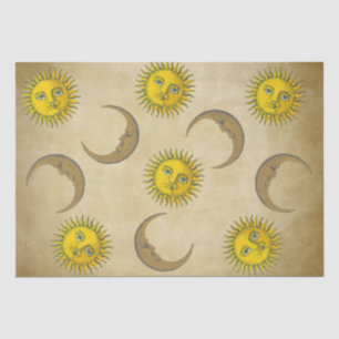 Papier Mousseline Illustration de l'art Vintage Sun Moon peinte à la
