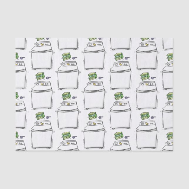 Papier Mousseline Illustration de lave-linge mignonne (Recto)