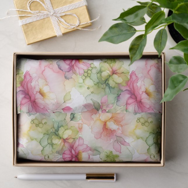 Papier Mousseline Illustration de l'encre d'alcool pastel Flower Gra (Cadeau)