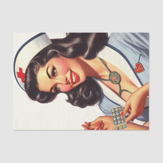 Papier Mousseline Illustration de l'infirmière vintage (Recto)