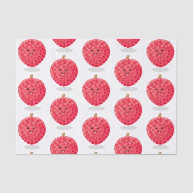 Papier Mousseline Illustration de litchee rose mignon (Recto)