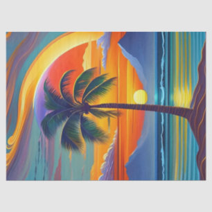 Papier Mousseline Illustration de palme de coucher de soleil orange