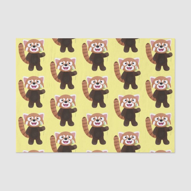 Papier Mousseline Illustration de panda rouge mignon (Recto)