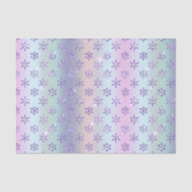 Papier Mousseline Illustration des flocons de neige violet d'hiver (Recto)