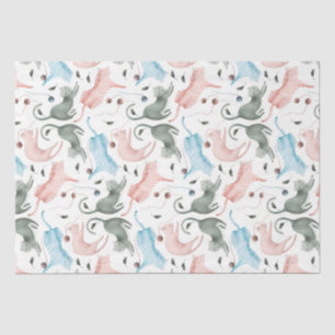 Papier Mousseline Illustration des mignons chats et fils pastel aqua