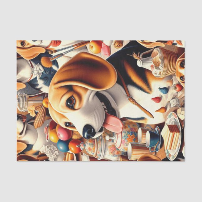Papier Mousseline Illustration du Beagle rétro (Recto)