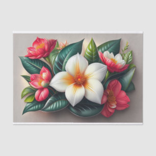 Papier Mousseline Illustration du bouquet tropical blanc rouge flora