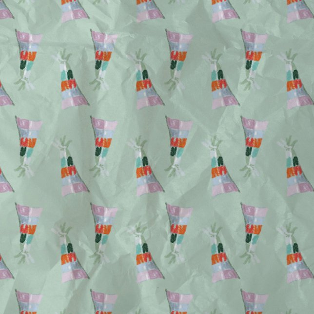 Papier Mousseline Illustration du Casquette du Parti Vert de la Monn (Mint Green Party Hat Illustration Tissue Paper)
