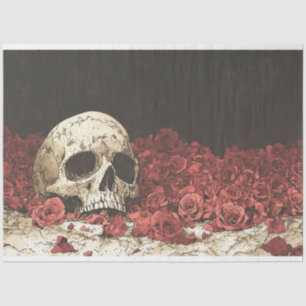Papier Mousseline Illustration du découpage du crâne et des roses ro