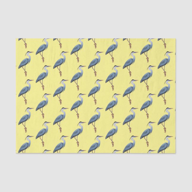 Papier Mousseline Illustration du grand héron bleu (Recto)