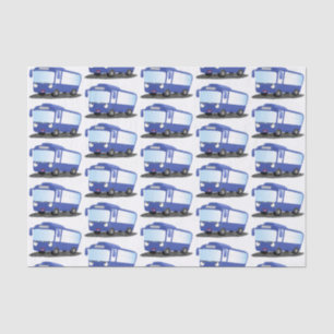 Papier Mousseline Illustration d'un bus moderne bleu mignon