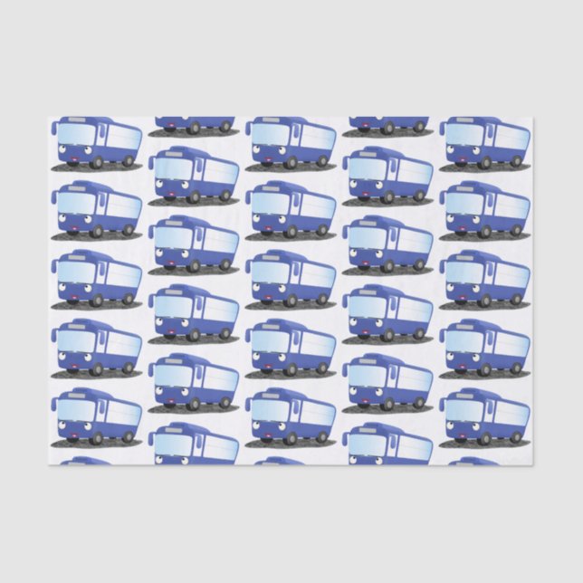 Papier Mousseline Illustration d'un bus moderne bleu mignon (Recto)