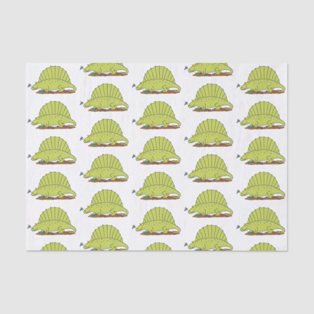 Papier Mousseline Illustration d'un dimétrodon vert mignon (Recto)