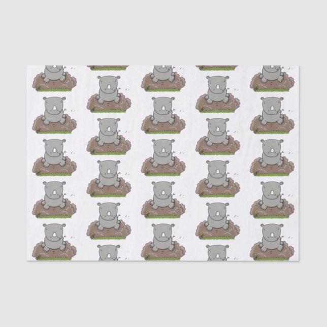 Papier Mousseline Illustration d'un petit rhinocéros (Recto)