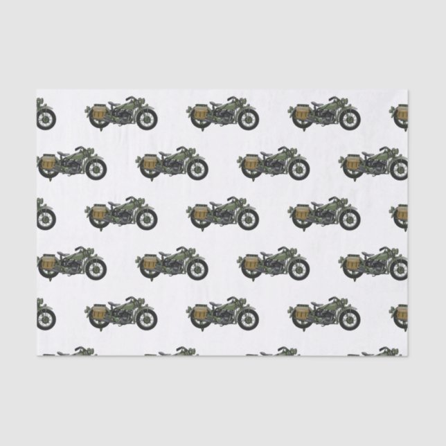 Papier Mousseline Illustration d'une moto de croiseur militaire (Recto)
