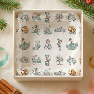 Papier Mousseline Illustration fantasque 12 jours de Motif de Noël
