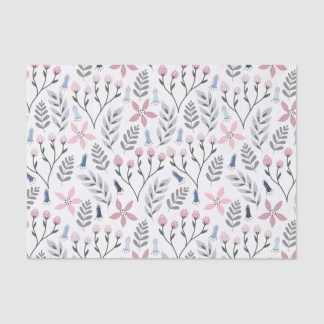 Papier Mousseline Illustration florale en chute libre (Recto)
