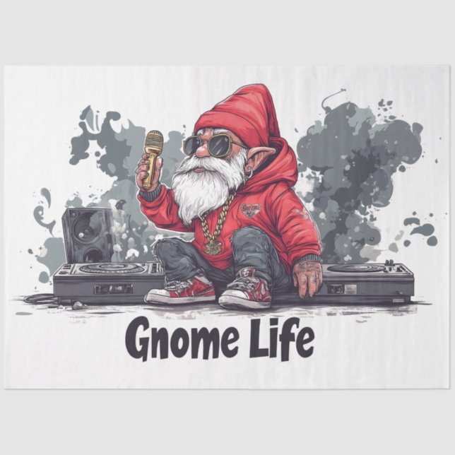 Papier Mousseline Illustration Gnome Hip hop - Gnome Life (Recto)