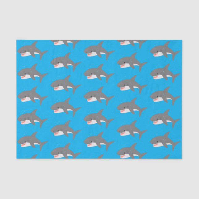 Papier Mousseline Illustration joyeuse du grand requin blanc (Recto)