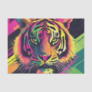 Papier Mousseline Illustration Pop Art Tiger avec des couleurs néon