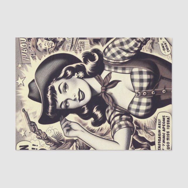Papier Mousseline Illustration Retro Country Girl (Recto)