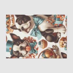 Papier Mousseline Illustration Retro Cute Boston Terrier