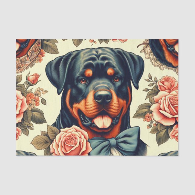Papier Mousseline Illustration Retro Rottweiler (Recto)