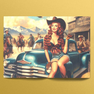 Papier Mousseline Illustration vintage Country Girl