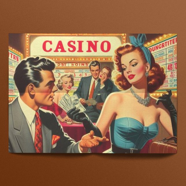 Papier Mousseline Illustration vintage Couple Casino (Créateur téléchargé)