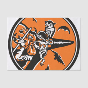 Papier Mousseline Illustration Vintage de la sorcière d'Halloween et