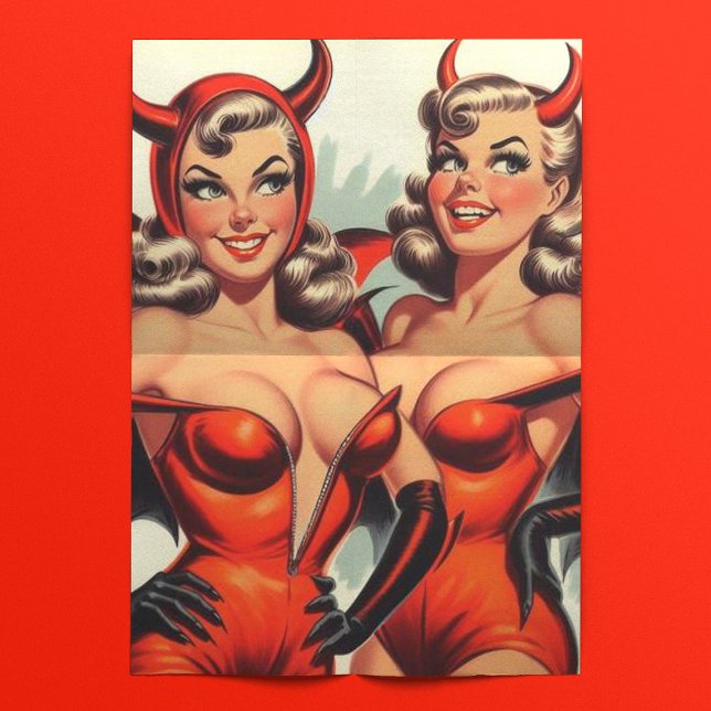 Papier Mousseline Illustration vintage Devil Girls (Créateur téléchargé)