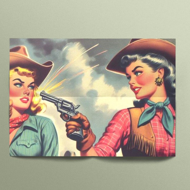 Papier Mousseline Illustration vintage Pulp Cowgirls (Créateur téléchargé)