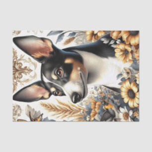 Papier Mousseline Illustration vintage Rat Terrier