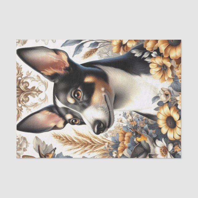 Papier Mousseline Illustration vintage Rat Terrier (Recto)