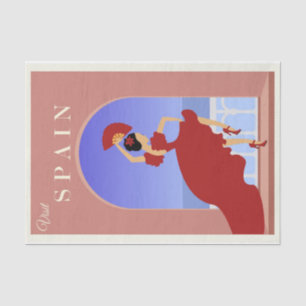 Papier Mousseline Illustration vintage Visite Espagne