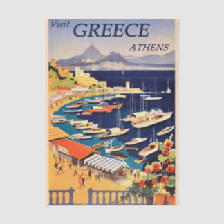 Papier Mousseline Illustration vintage voyage Athènes, Grèce